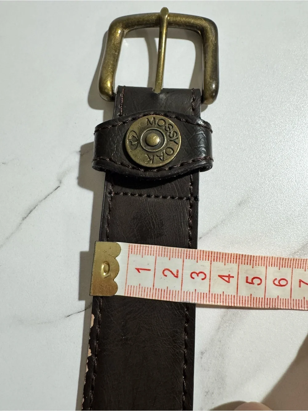 Mossy Oak Brown Genuine Bonded Leather Belt Size 40 Brass Tone Buckle